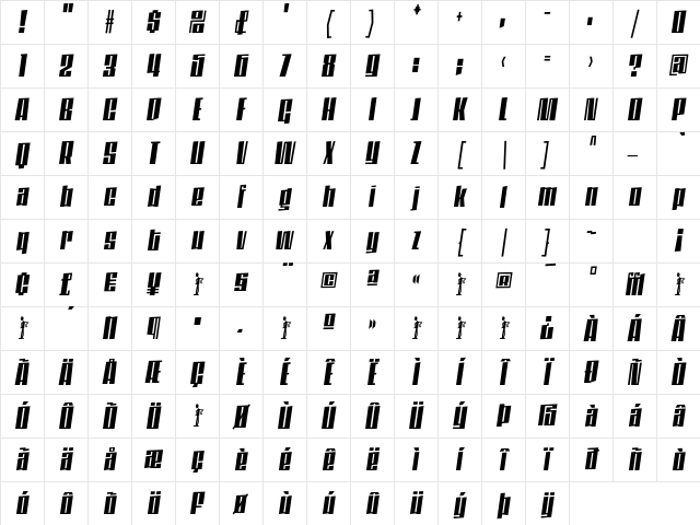 DaleysGothic BoldItalic Character Map
