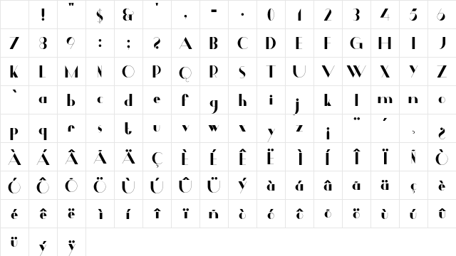 Dalmais Regular Character Map Dalmais Regular Character Map