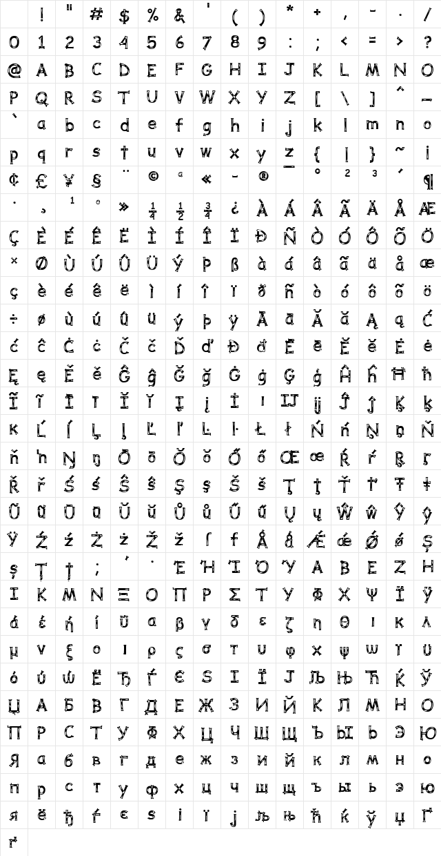 Dalmata Dream bold Character Map Dalmata Dream bold Character Map