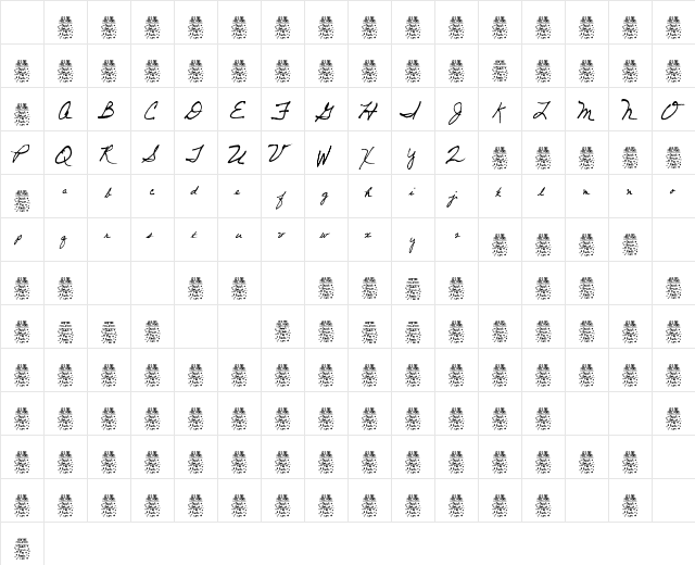 Dancing Pam (Demo) Regular Character Map
