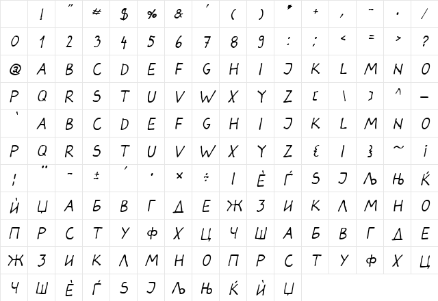Darbog Italic Character Map Darbog Italic Character Map
