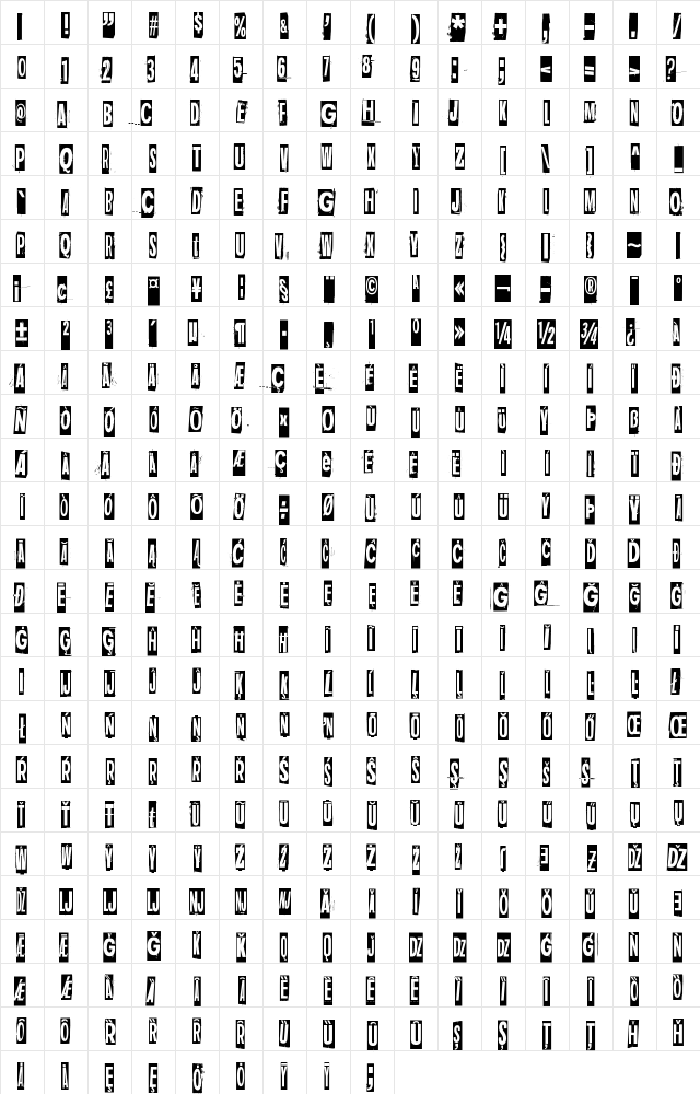 Dark monday black Regular Character Map Dark monday black Regular Character Map