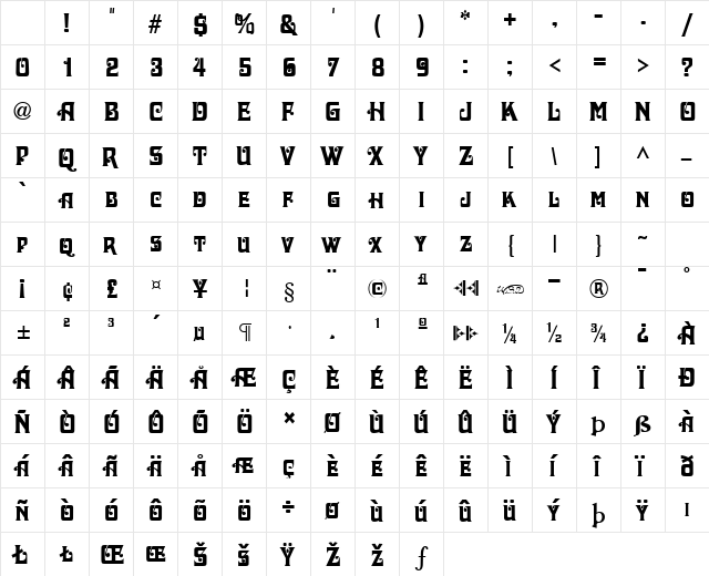 Dascha normal Character Map Dascha normal Character Map