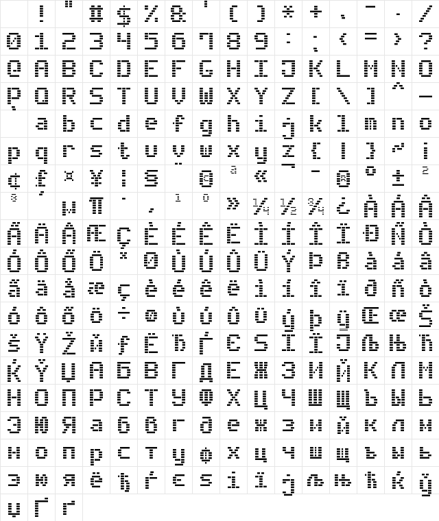 Dash Digital-7 Regular Character Map Dash Digital-7 Regular Character Map