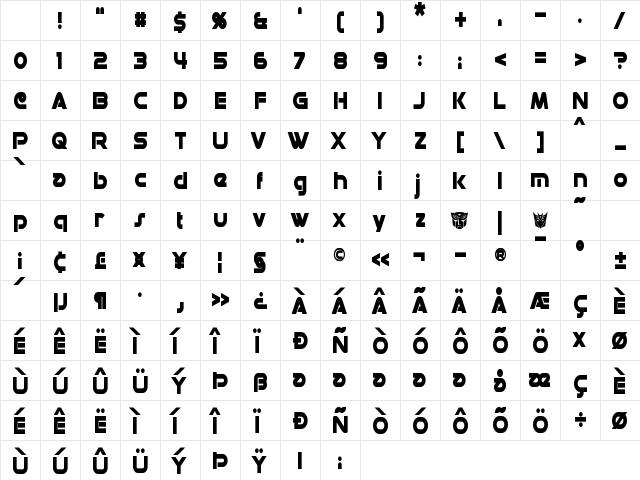 Datacron Condensed Bold Character Map Datacron Condensed Bold Character Map