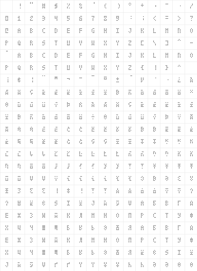 DatDot Light Regular Character Map DatDot Light Regular Character Map