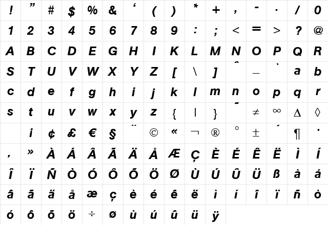 AtkinsMedium Italic Character Map AtkinsMedium Italic Character Map