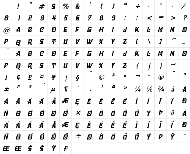 Davis Italic Character Map Davis Italic Character Map