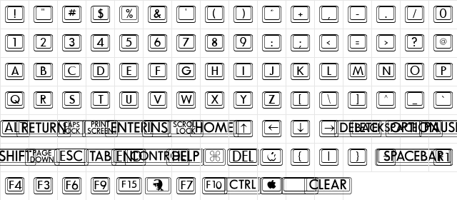 DavysBigKeyCaps Regular Character Map DavysBigKeyCaps Regular Character Map