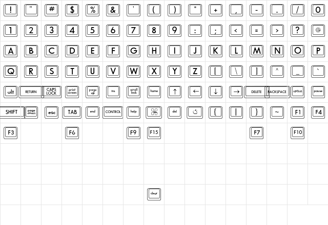 DavysKeyCaps Regular Character Map DavysKeyCaps Regular Character Map