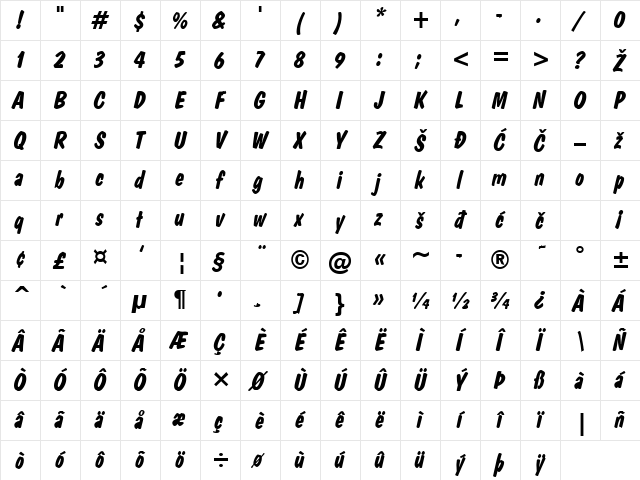 DawnCastle Bold Italic Character Map