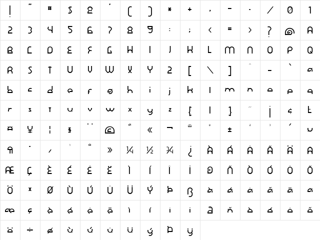 Dawner Bold Character Map