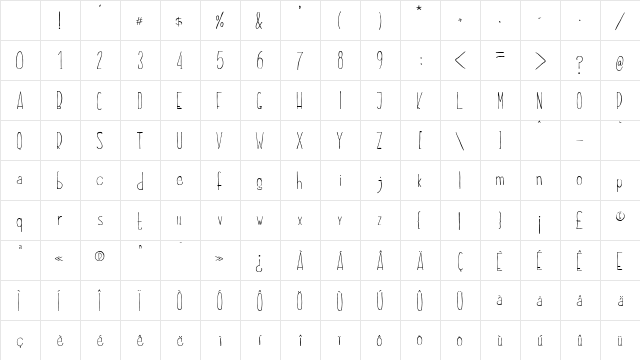 Dayona Semi-condensed Thin Character Map Dayona Semi-condensed Thin Character Map