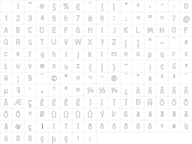 De Luxe Regular Character Map