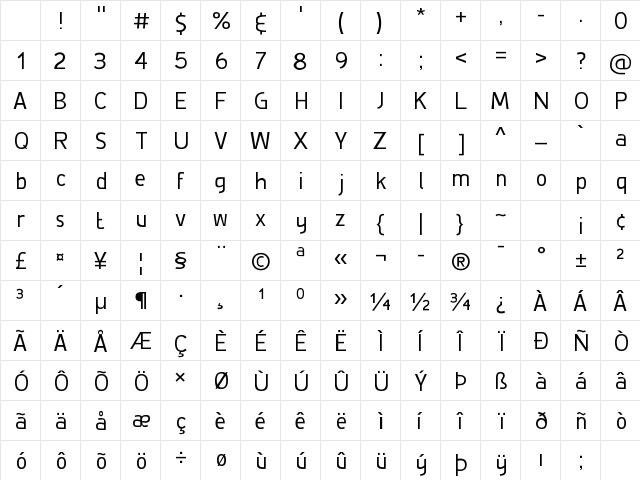 De Luxe Regular Character Map