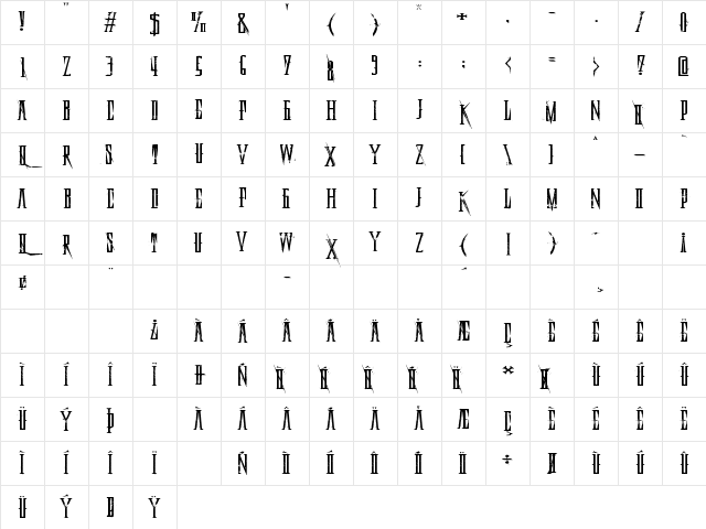 Deadly Black Chain Extended Character Map