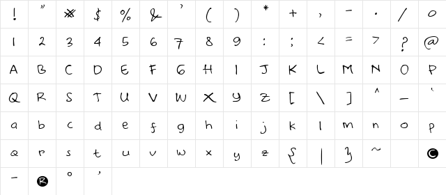 deAr Hand-demo Regular Character Map deAr Hand-demo Regular Character Map
