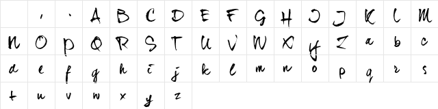 dear_JoeHannes_TRIAL Regular Character Map