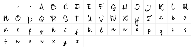 dear_JoeHannes_TRIAL Regular Character Map