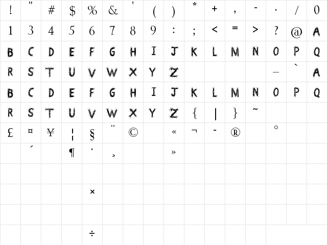 Death Branch Regular Character Map