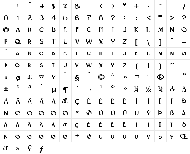 Deco-Extended Bold Character Map Deco-Extended Bold Character Map