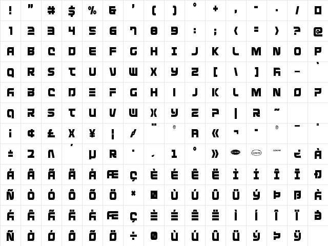 Defcon Zero Condensed Condensed Character Map