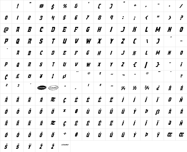 Demon Priest Expanded Italic Expanded Italic Character Map Demon Priest Expanded Italic Expanded Italic Character Map