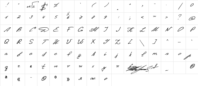 Denistina Regular Character Map