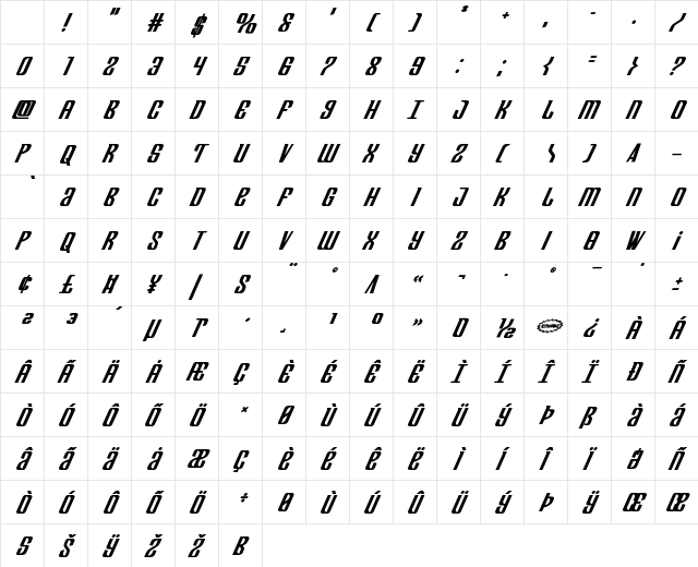 Department H Title Bold Italic Character Map