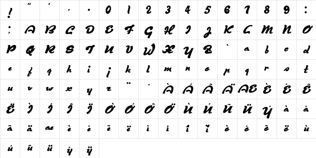 Derniere Script Regular Character Map