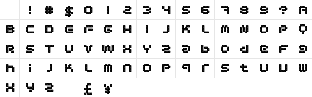 DesignerPixels Regular Character Map