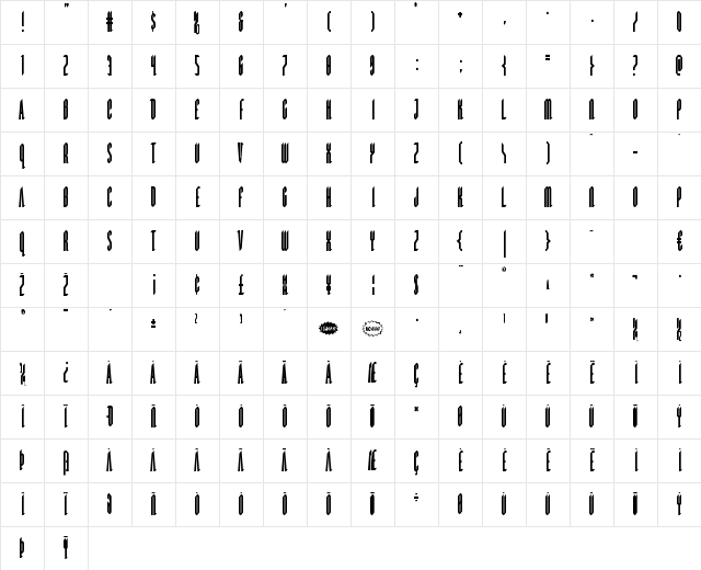 Devil Summoner Condensed Condensed Character Map