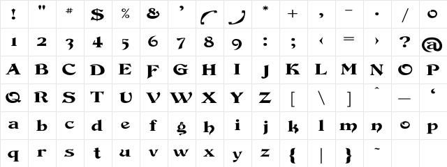 DevineBold Regular Character Map