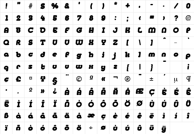 Media-Serial-Heavy RegularItalic Character Map