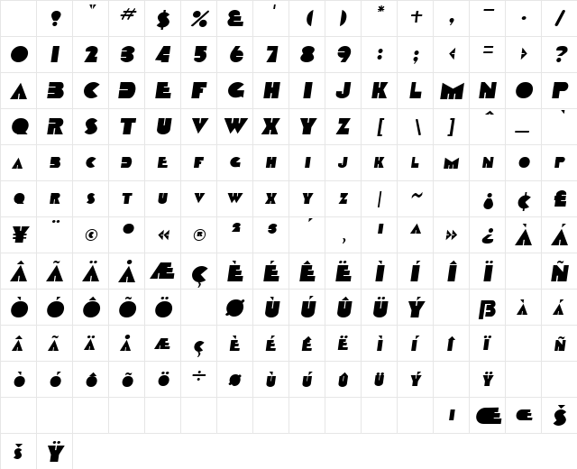 Devotion Oblique Character Map