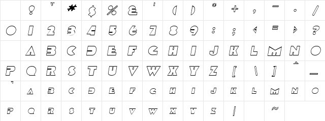 DevotionOutline Oblique Character Map