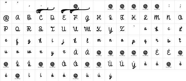 DHF Broffont Script Demo Regular Character Map