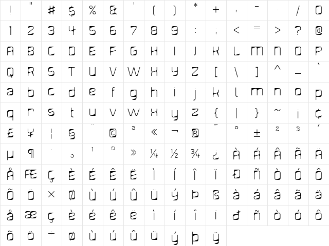 Diagond Light Character Map