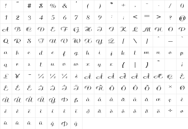 Dickens Carol Expanded Regular Character Map
