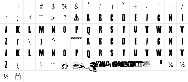 DIG DUG Regular Character Map
