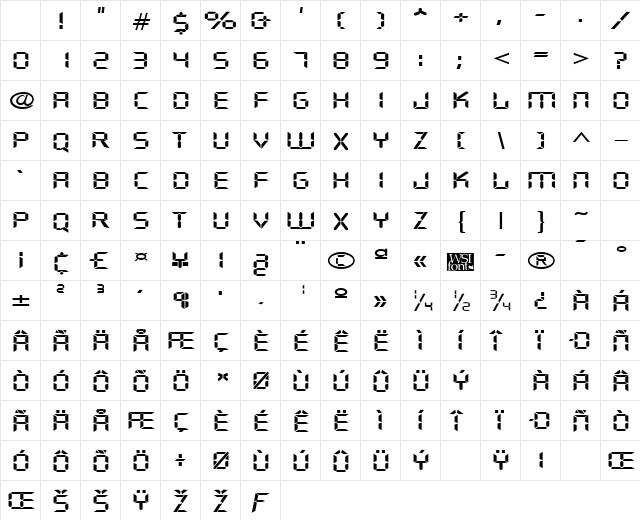 DigifaceWide Regular Character Map DigifaceWide Regular Character Map