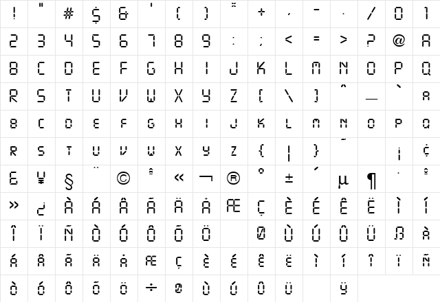Digital Regular Character Map Digital Regular Character Map