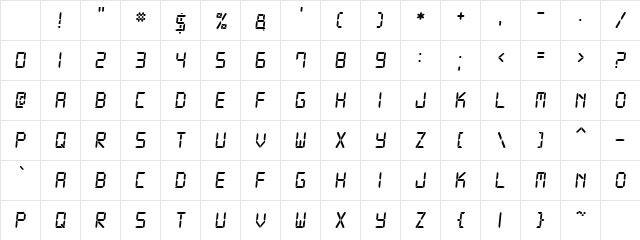 Digital-7 Mono Character Map Digital-7 Mono Character Map
