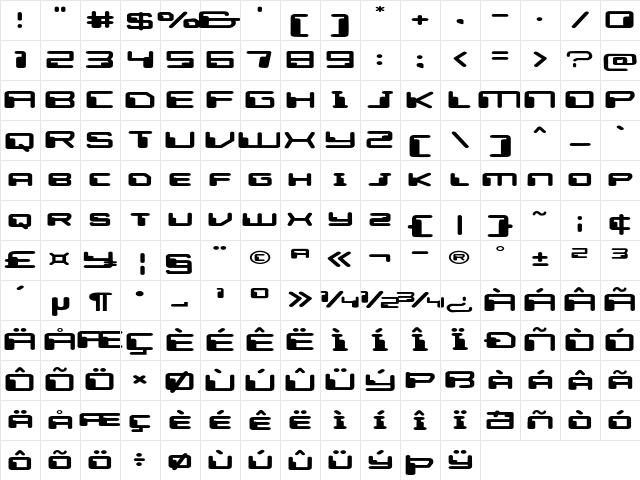 Digital End Extra-expanded Regular Character Map Digital End Extra-expanded Regular Character Map