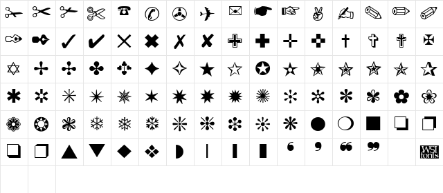 Dingbats Regular Character Map