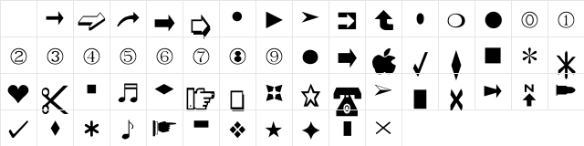Dingbatty2 Regular Character Map
