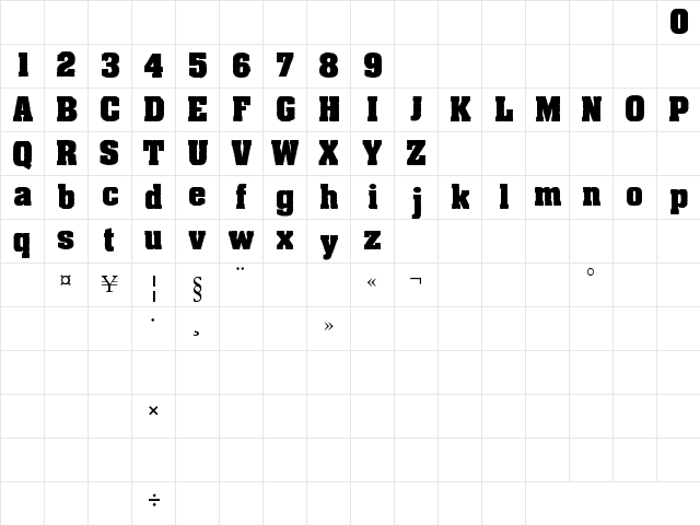 Dirty Old Town Regular Character Map