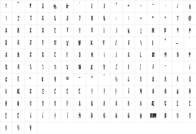 Dirty Old Town Regular Character Map