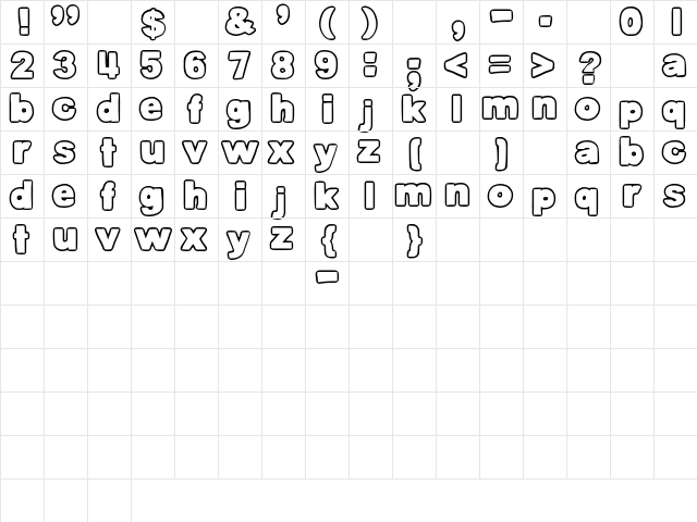 DJB Belly Button-Outtie Regular Character Map DJB Belly Button-Outtie Regular Character Map