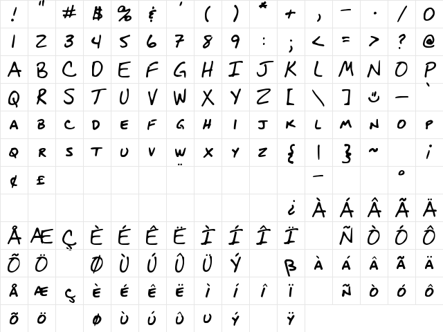 DJB BLUEPRINT Regular Character Map